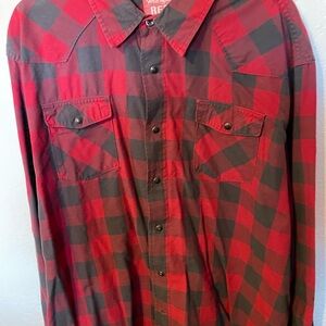 Men's Red and Black Plaid Shirt